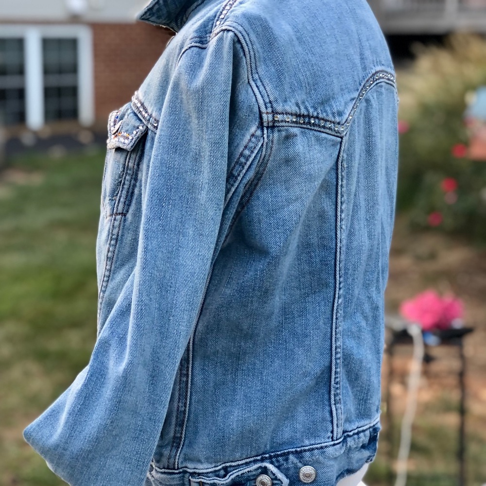 Distressed Gap Denim & Rhinestone Jacket - Picture 7 of 15
